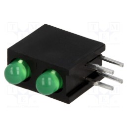 2 pcs x KINGBRIGHT ELECTRONIC - L-934DB/2GD - LED, in housing, green, 3mm, No.of diodes: 2, 20mA, 60°, 2.2÷2.5V