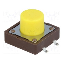 5 pcs x DIPTRONICS - DTSM-25Y-V-B - Microswitch TACT, SPST-NO, Pos: 2, 0.05A/12VDC, SMT, none, 5.2N