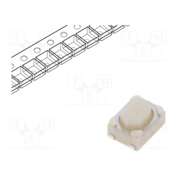 5 pcs x ALPS - SKRPABE010 - Microswitch TACT, SPST, Pos: 2, 0.05A/16VDC, SMT, 1.6N, 2.6mm, grey