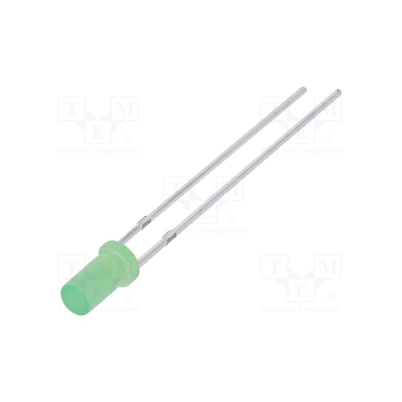 1 pcs x OPTOSUPPLY - OSG5DA3NE4A - LED, 3mm, green, 750÷1120mcd, 140°, Front: flat, 2.8÷3.6V