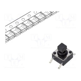 5 pcs x E-SWITCH - TL3301SPF160QG - Microswitch TACT, SPST-NO, Pos: 2, 0.05A/12VDC, SMT, none, 1.57N
