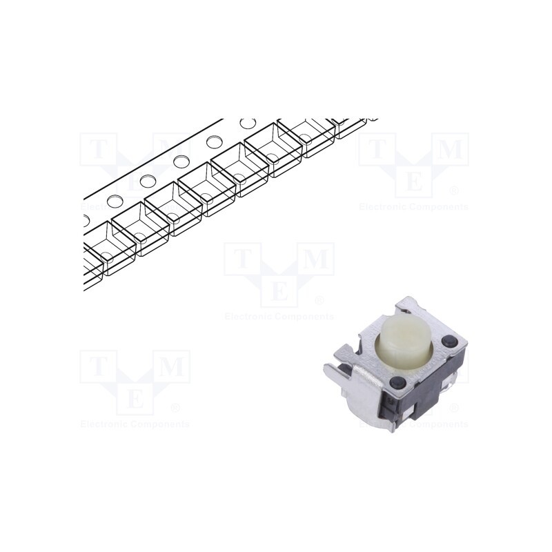 2 pcs x ALPS - SKRTLAE010 - Microswitch TACT, SPST, Pos: 2, 0.05A/12VDC, SMT, 1.6N, 3.4mm, round