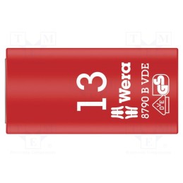 1 pcs x WERA - 5004957001 - Socket, 6-angles,insulated,socket spanner, HEX 13mm, 3/8', 46mm