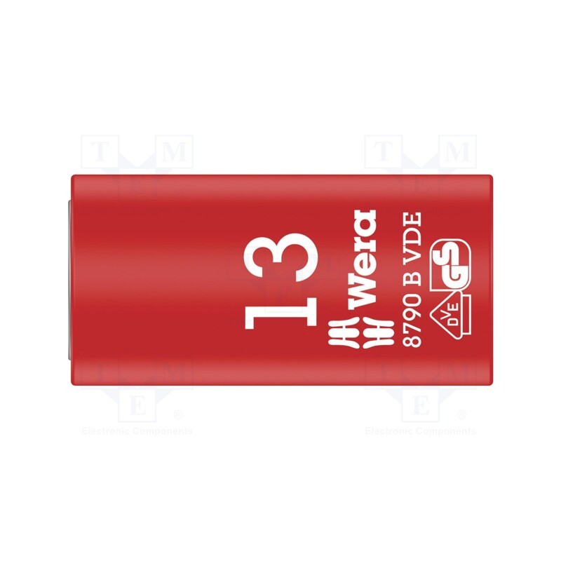 1 pcs x WERA - 5004957001 - Socket, 6-angles,insulated,socket spanner, HEX 13mm, 3/8', 46mm