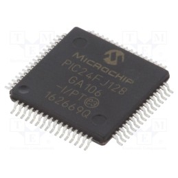 1 pcs x MICROCHIP TECHNOLOGY - PIC24FJ128GA106-I/PT - IC: PIC microcontroller, 128kB, 32MHz, 2÷3.6VDC, SMD, TQFP64, PIC24