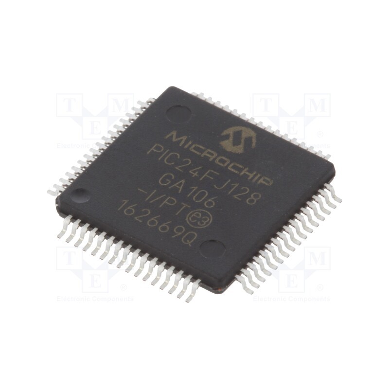 1 pcs x MICROCHIP TECHNOLOGY - PIC24FJ128GA106-I/PT - IC: PIC microcontroller, 128kB, 32MHz, 2÷3.6VDC, SMD, TQFP64, PIC24