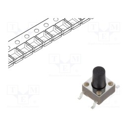 5 pcs x E-SWITCH - TL3301PF160QG - Microswitch TACT, SPST-NO, Pos: 2, 0.05A/12VDC, SMT, none, 1.57N