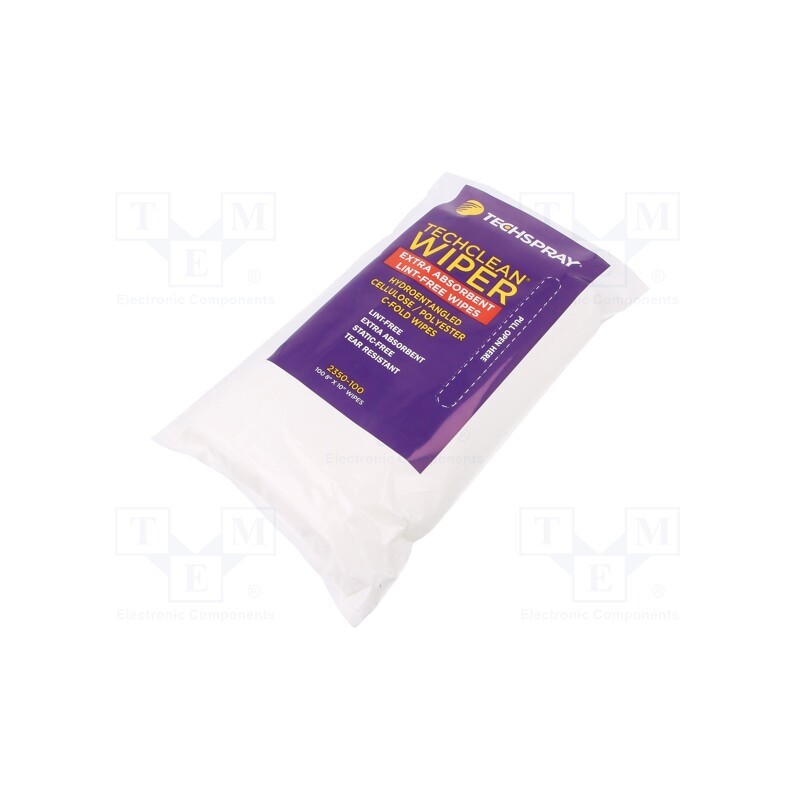 1 pcg x Techspray - 2350-100 - Cleaning cloth: cloth, 100pcs, 23x23mm, cleanroom,cleaning, dry