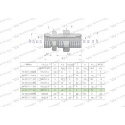 Metric hydraulic connector bb m26x1 5 18l