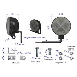 Mini round work lamp 12w 4 LED glanz