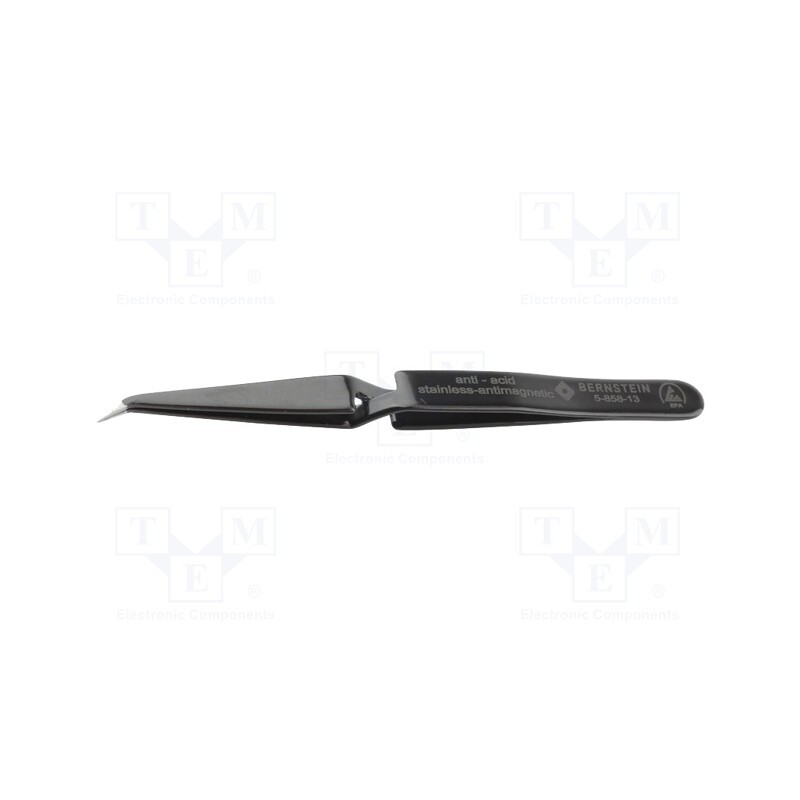 1 pcs x BERNSTEIN - 5-858-13 - Tweezers, Blade tip shape: sharp, Tweezers len: 125mm, ESD