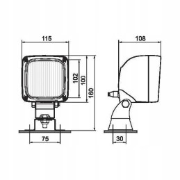 Square work lamp h3 12 24 v
