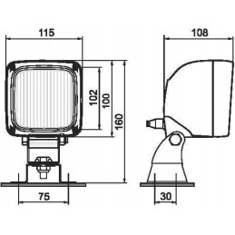 Square work lamp h3 12 24 v