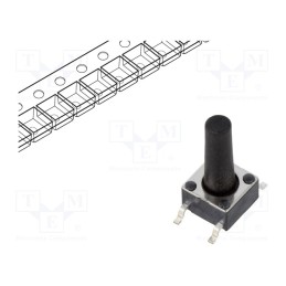 5 pcs x E-SWITCH - TL3301DF160QG - Microswitch TACT, SPST-NO, Pos: 2, 0.05A/12VDC, SMT, none, 1.57N