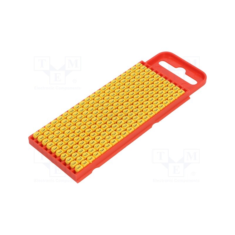 200 pcs x HELLERMANNTYTON - 561-01634 - Markers, Marking: 3, 2÷2.8mm, polyamide, yellow, -40÷85°C, push-in