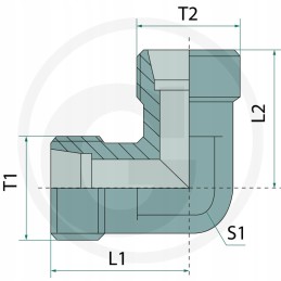 Angle connector, hydraulic elbow 2x m24x1 5