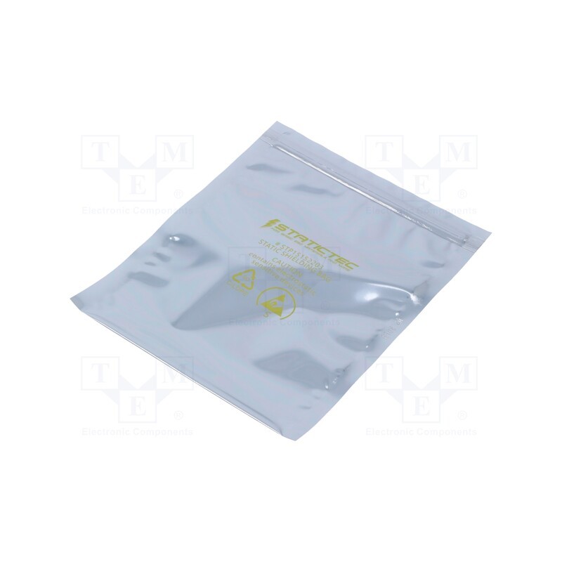 1 pcg x STATICTEC - STP15152254 - Protection bag, ESD, L: 254mm, W: 152mm, Thk: 76um, 100pcs, &lt,100GΩ