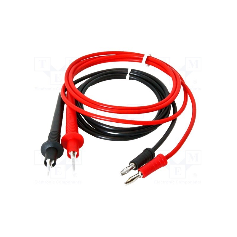 1 set x MUELLER ELECTRIC - 110011 - Test leads, Urated: 600V, Inom: 10A, Len: 1.2m, black,red
