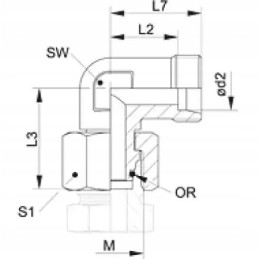 Xvewonw16hl elbow 90 degrees thread nut m26 m26
