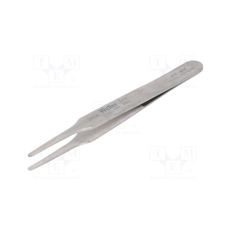 1 pcs x WELLER - 2ASA - Tweezers, 118mm, for precision works, Blades: narrowed