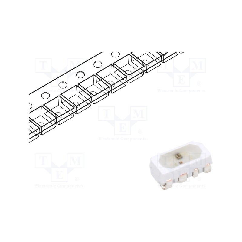 1 pcs x Inolux - IN-PI42TASPRPGPB - Programmable LED, SMD, 4020,PLCC4, RGB, 4x2x1.5mm, 4.5÷5.5V, 12mA