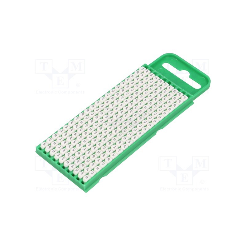 200 pcs x HELLERMANNTYTON - 561-00699 - Markers, Marking: 9, 0.8÷2.2mm, polyamide, white, -40÷85°C, push-in