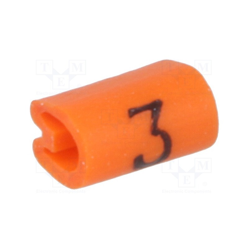 200 pcs x TE Connectivity - 5801303 - Markers, Marking: 3, 1.5÷2mm, PVC, orange, -45÷70°C, leaded