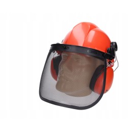 Protective helmet for a lumberjack chainsaw with a certificate