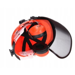 Protective helmet for a lumberjack chainsaw with a certificate