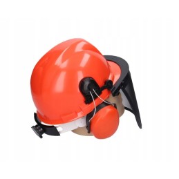 Protective helmet for a lumberjack chainsaw with a certificate