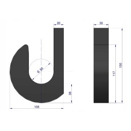 Steel loader bucket hook, diameter 50