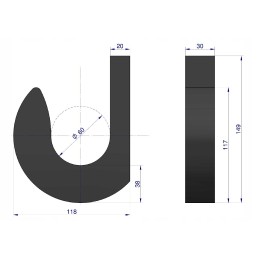 Steel loader bucket hook, diameter 60
