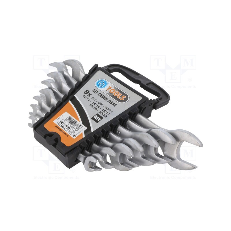 1 set x PG TOOLS - PGT130 - Wrenches set, spanner, Chrom-vanadium steel, 8pcs.