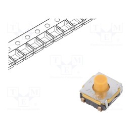 2 pcs x C&K - KSC411J 70 SH LFS - Microswitch TACT, SPST-NO, Pos: 2, 0.05A/32VDC, SMT, none, 1.4N