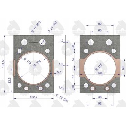 Head gasket, copper-plated, C 360, 4 pcs. Ursus