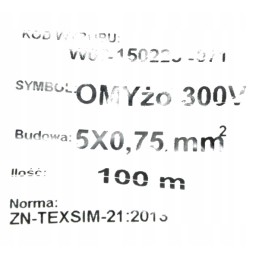 Electric cable, 5 cores, s 5x0 75, price per
