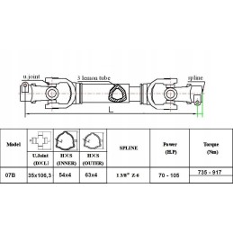 Tubular PTO shaft 07b 150cm