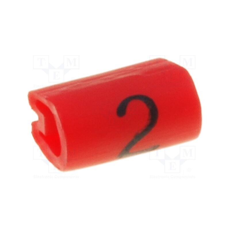 200 pcs x TE Connectivity - 5801202 - Markers, Marking: 2, 1.5÷2mm, PVC, red, -45÷70°C, leaded