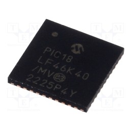 1 pcs x MICROCHIP TECHNOLOGY - PIC18LF46K40-I/MV - IC: PIC microcontroller, 64MHz, 1.8÷3.6VDC, SMD, UQFN40, PIC18