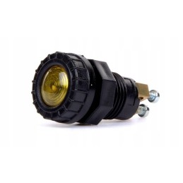 Yellow indicator light with 12v bulb, 17mm diameter cover
