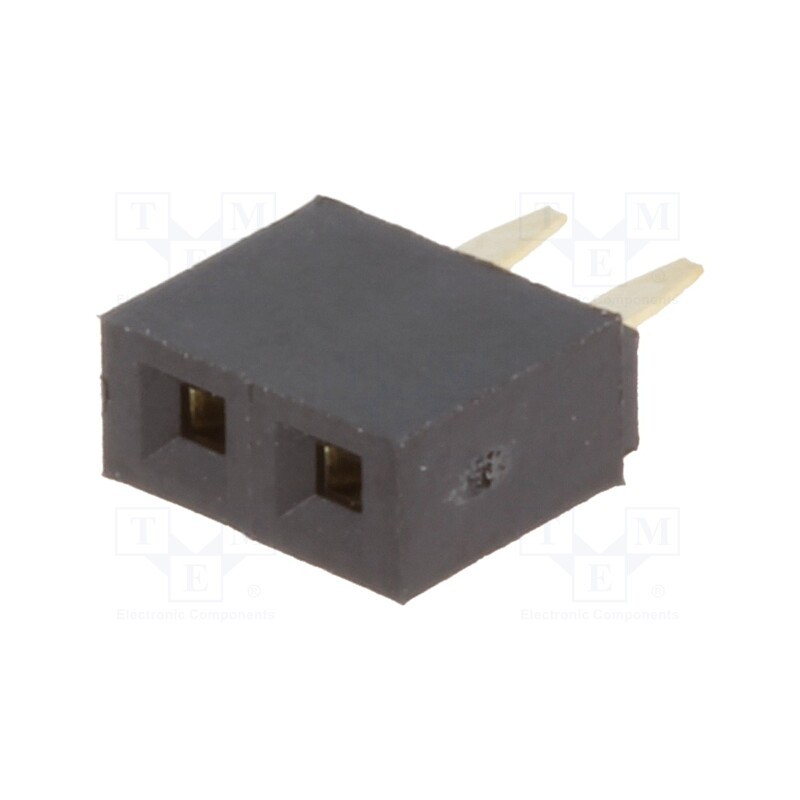 2 pcs x NINIGI - ZL305-02 - Socket, pin strips, female, PIN: 2, straight, 2.54mm, THT, 1x2, L3mm