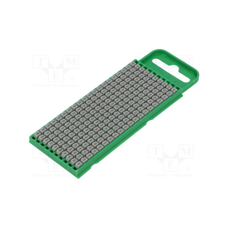 200 pcs x HELLERMANNTYTON - 561-00688 - Markers, Marking: 8, 0.8÷2.2mm, polyamide, grey, -40÷85°C, push-in