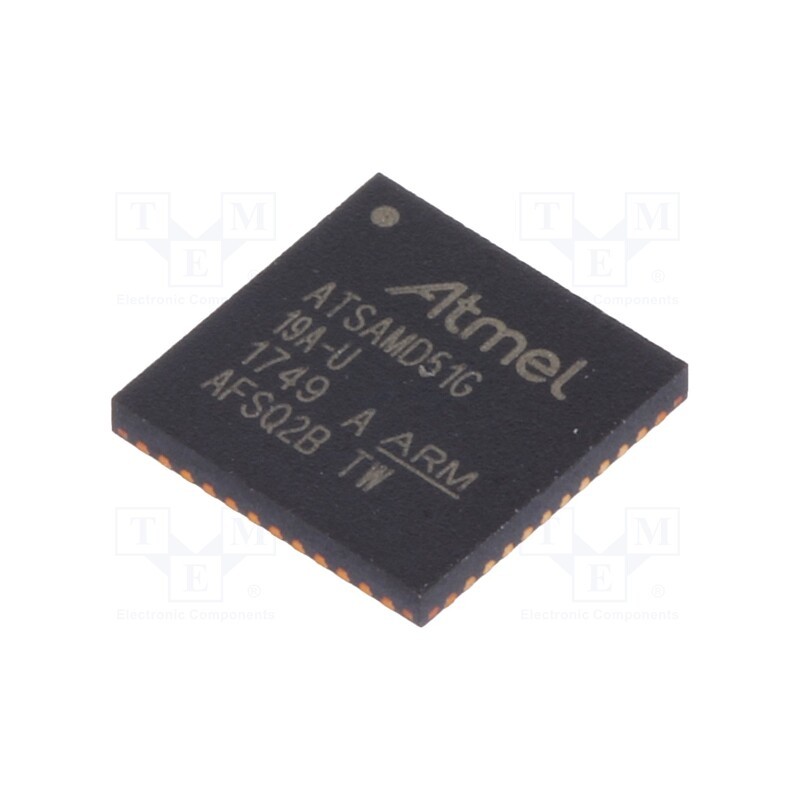 1 pcs x MICROCHIP TECHNOLOGY - ATSAMD51G19A-MU - IC: ARM microcontroller, VQFN48, 1.71÷3.6VDC, ATSAMD5