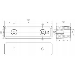 Rubber bumper 20x5 2x6 cm 2 holes