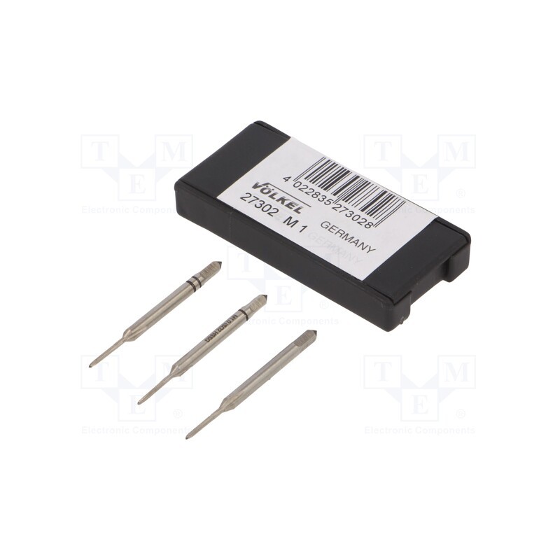 1 set x Vu00d6LKEL - 27302 - Tap, high speed steel grounded HSS-G, M1, 0.25, 32mm, 2,1mm, 3pcs.