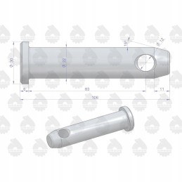 Pin connecting the attachment with the bottom hook of the mf ursus