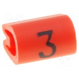 200 pcs x TE Connectivity - 5811303 - Markers, Marking: 3, 2÷3.2mm, PVC, orange, -45÷70°C, leaded