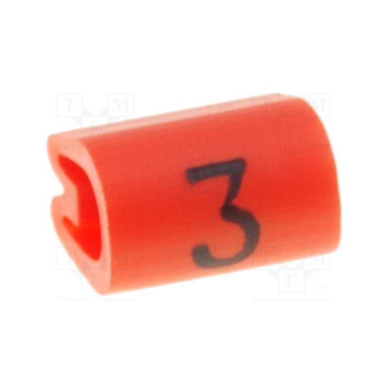 200 pcs x TE Connectivity - 5811303 - Markers, Marking: 3, 2÷3.2mm, PVC, orange, -45÷70°C, leaded