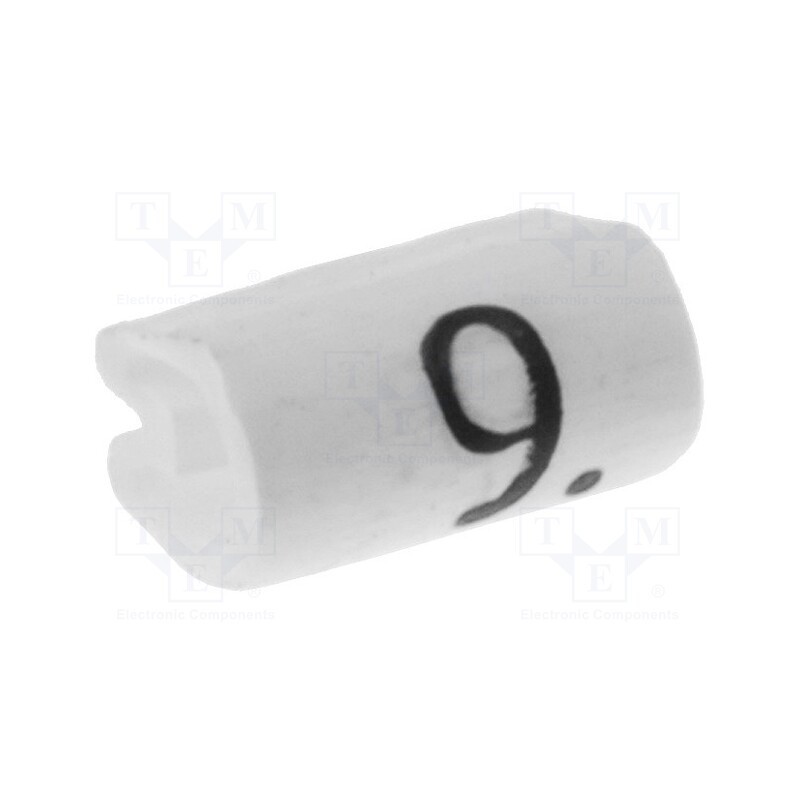200 pcs x TE Connectivity - 5801909 - Markers, Marking: 9, 1.5÷2mm, PVC, white, -45÷70°C, leaded