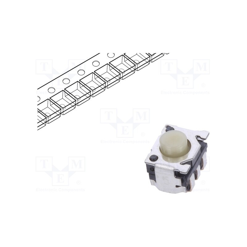 2 pcs x ALPS - SKRTLBE010 - Microswitch TACT, SPST, Pos: 2, 0.05A/12VDC, SMT, 1.6N, 3.4mm, round